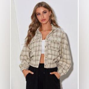 SHEIN ivory cream flannel jacket